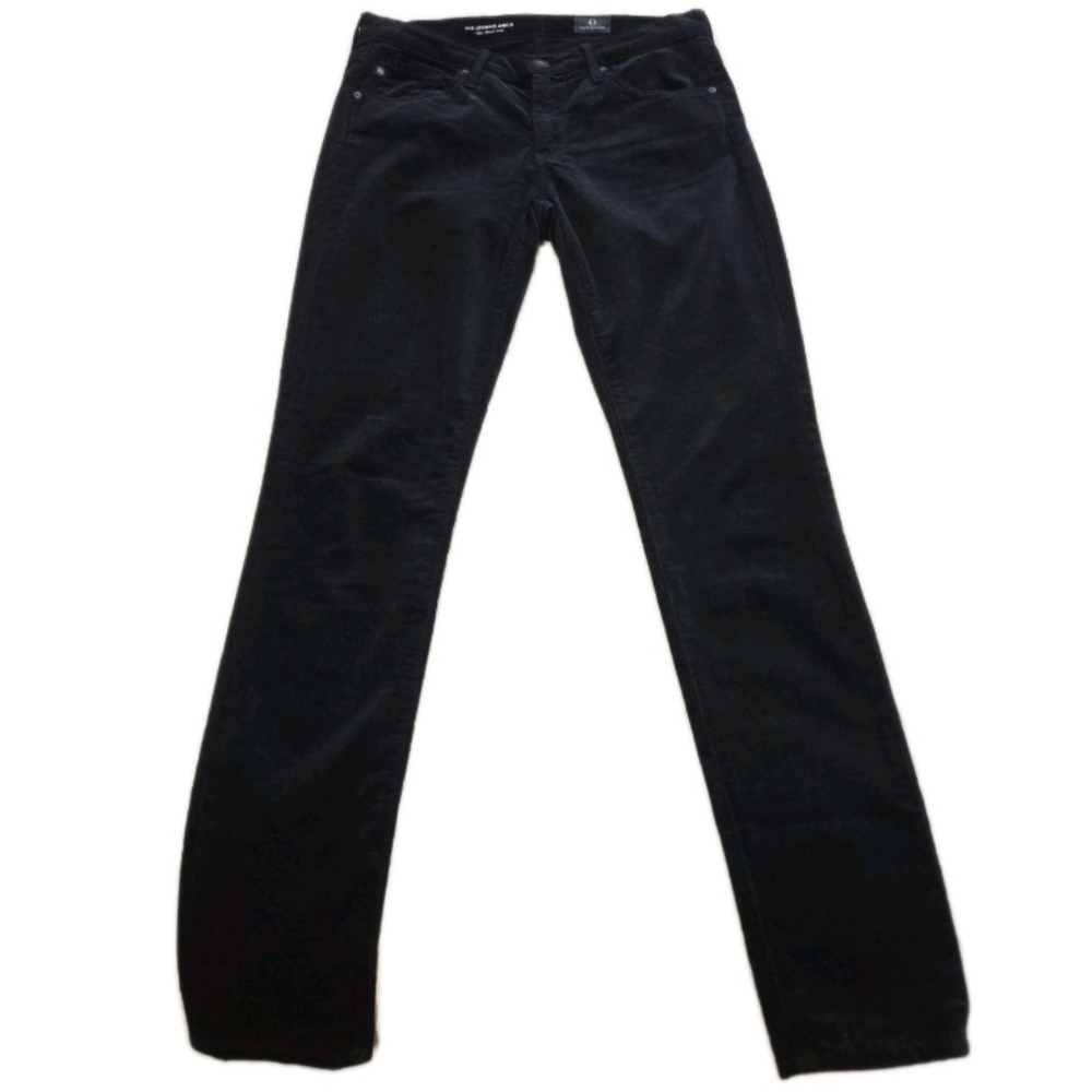 AG Super Skinny Legging Ankle Jean Low Rise Black Velvet Size 26R (28x28.5)
